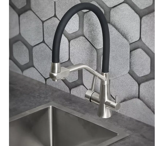 Смеситель д/кухни с гибким изливом и фильтром питьевой воды MELANA UNIQUI MLN-610701