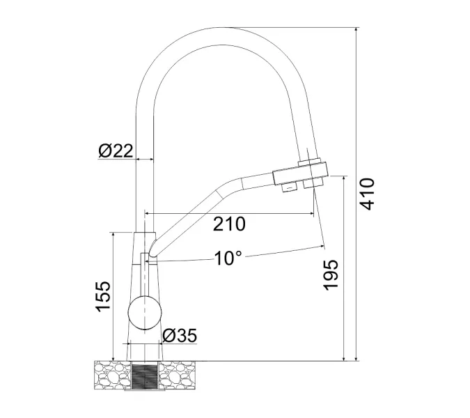 Смеситель д/кухни с гибким изливом и фильтром питьевой воды MELANA UNIQUI MLN-610701, изображение 3