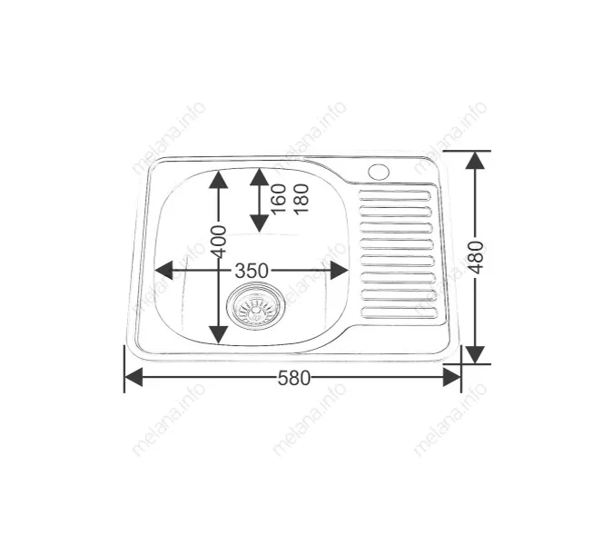Мойка 5848 U MELANA 0,6/0,8/160 врезная  с сифоном, Внешний вид: толщина 0,6, изображение 4
