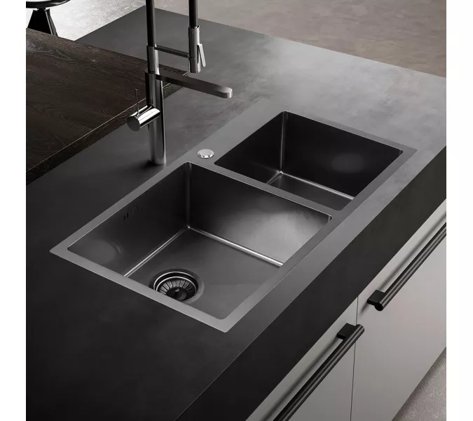 Мойка S8045HB MELANA ProfLine 3,0/220 ГРАФИТ 2-я чаша, врезная, Выбрать цвет: Графит, изображение 2