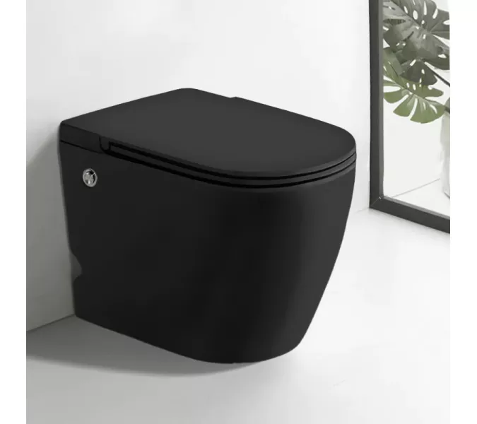 Унитаз Ceruttispa CT10199 SELLA Pulse MB приставной с функцией импульсного смыва, безободковый, чёрный матовый, Выбрать цвет: Черный матовый