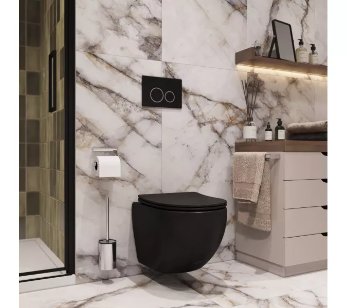 Унитаз Ceruttispa SELLA Aria MB CT9160 подвесной безободковый черный матовый