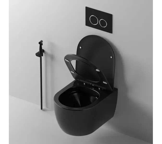 Унитаз  Ceruttispa  OGLIO Aria MB CT9239  подвесной безободковый черный матовый, изображение 3
