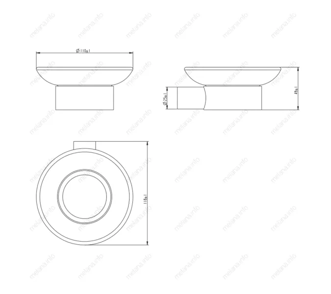 Мыльница стеклянная MELANA сатин хром MLN-865010-1, изображение 2
