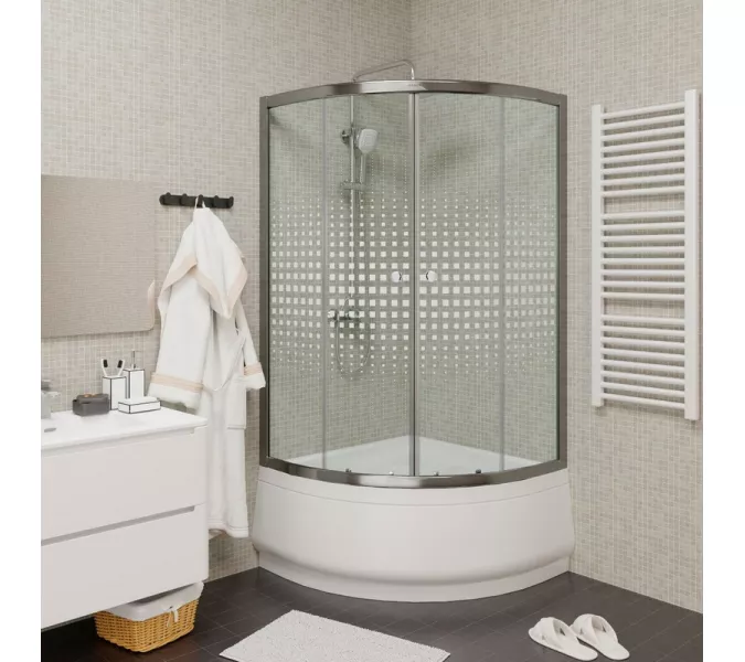 Душевой  уголок Z9011PARLY с поддоном, Цвет стекла: с рисунком, Высота поддона: Высокий, Цвет профиля: Хром, Выбрать размер: 90х90