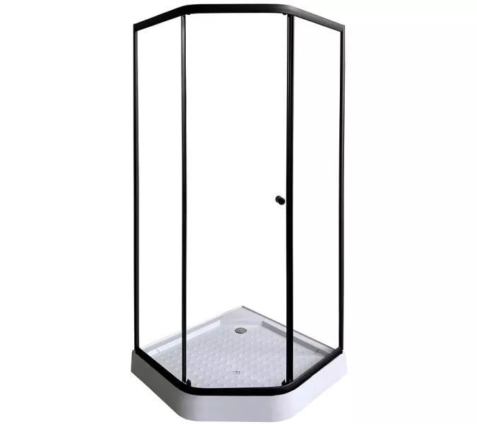 Душевой  уголок ZEP91B  PARLY 90х90 с поддоном, Цвет стекла: прозрачное, Цвет профиля: Черный, Выбрать размер: 90х90, изображение 2