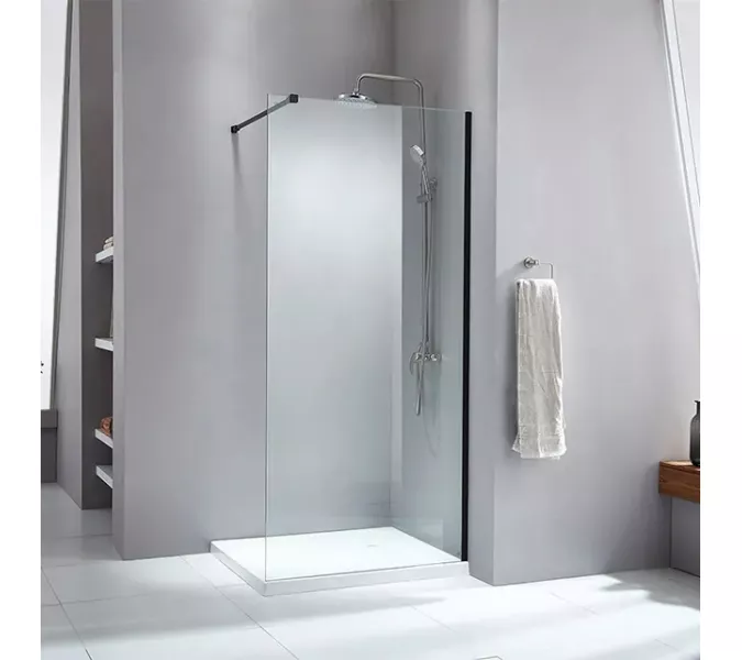Душевая перегородка PARLY  T100G, Цвет стекла: прозрачное, Цвет профиля: Черный, Выбрать размер: 100