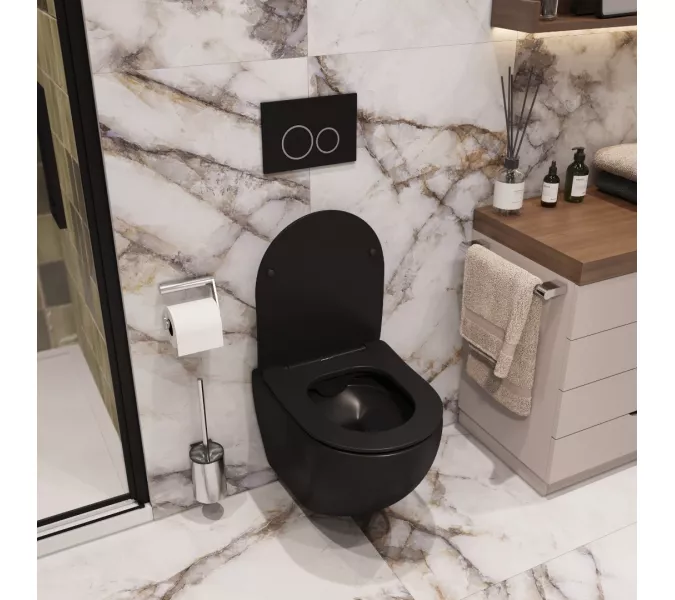 Унитаз Ceruttispa SELLA Aria MB CT9160 подвесной безободковый черный матовый, изображение 2