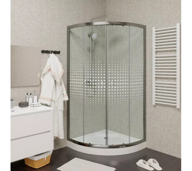 Душевой  уголок Z9111 PARLY с поддоном (90х90х193), Цвет стекла: с рисунком, Высота поддона: Низкий, Цвет профиля: Хром, Выбрать размер: 90х90