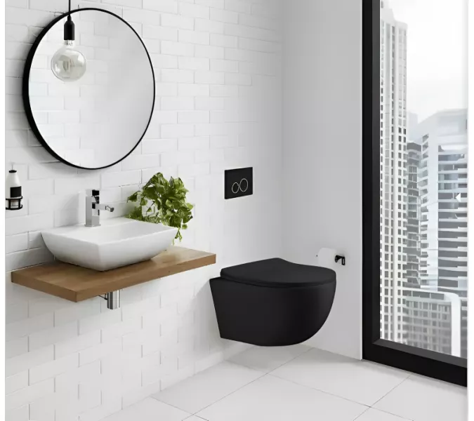 Унитаз Ceruttispa CT10017 ORLTER Aria MBF подвесной безободковый, черный матовый, изображение 2