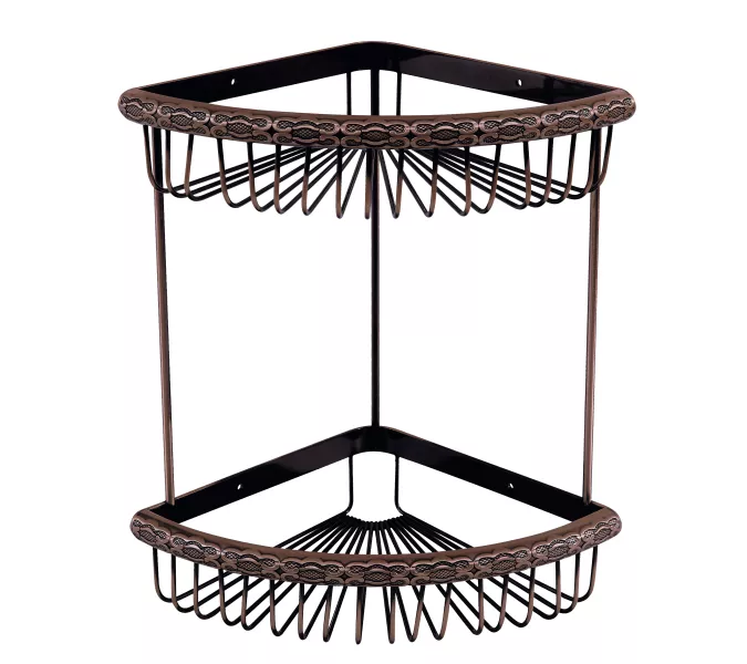 Полка угловая 2-х ярусная  Lemark JASMINE 240х240х365 мм, Выбрать цвет: Черная бронза