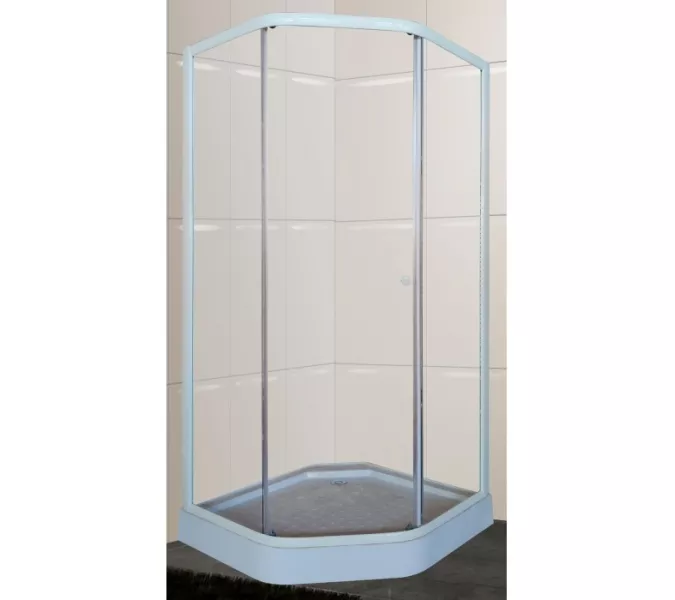 Душевой  уголок ZEP91  PARLY с поддоном (90х90х197), Цвет стекла: прозрачное, Цвет профиля: Белый, Выбрать размер: 90х90, изображение 2