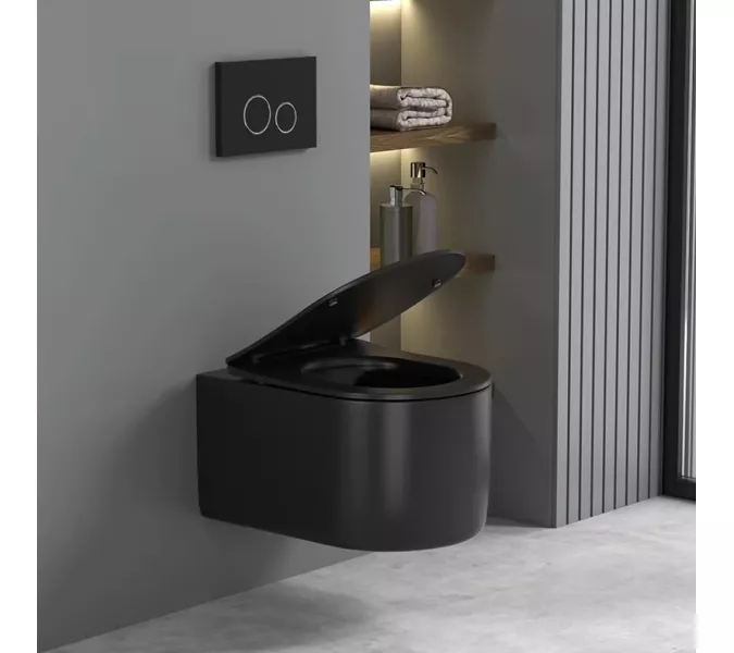 Унитаз Ceruttispa TANARO Aria MB CT9238 подвесной безободковый черный матовый, изображение 2