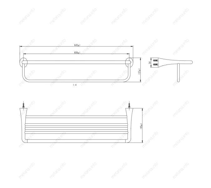 Полка для полотенец MELANA AISI201+цинк сатин MLN-803003, изображение 2