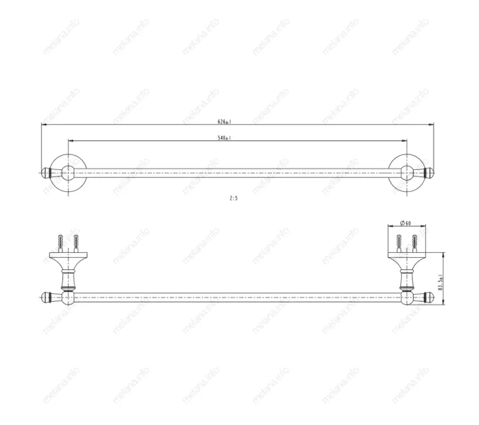 Штанга для полотенец MELANA золото MLN-821001, изображение 2