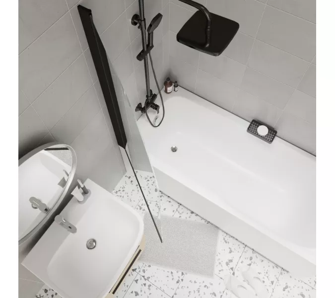 Шторка на ванну F04B  PARLY  распашная, Цвет стекла: прозрачное, Цвет профиля: Черный, Выбрать размер: 75, изображение 3