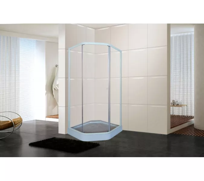 Душевой  уголок ZEP91  PARLY с поддоном (90х90х197), Цвет стекла: прозрачное, Цвет профиля: Белый, Выбрать размер: 90х90, изображение 3