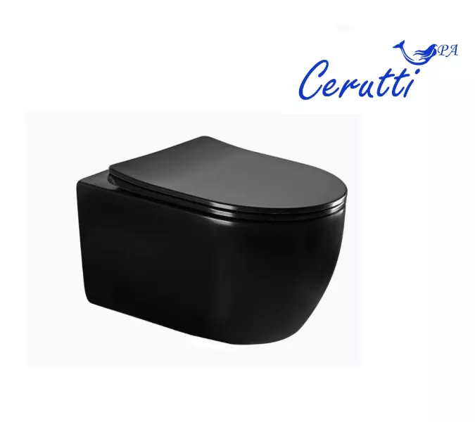 Унитаз  Ceruttispa  OGLIO Aria MB CT9239  подвесной безободковый черный матовый, изображение 2