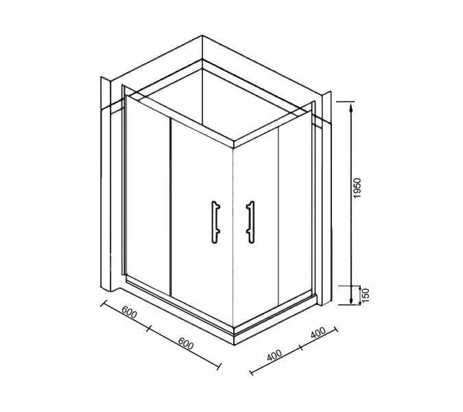 Душевой  уголок  ZQ121B PARLY с поддоном, Цвет стекла: прозрачное, Цвет профиля: Черный, Выбрать размер: 120х80, изображение 3