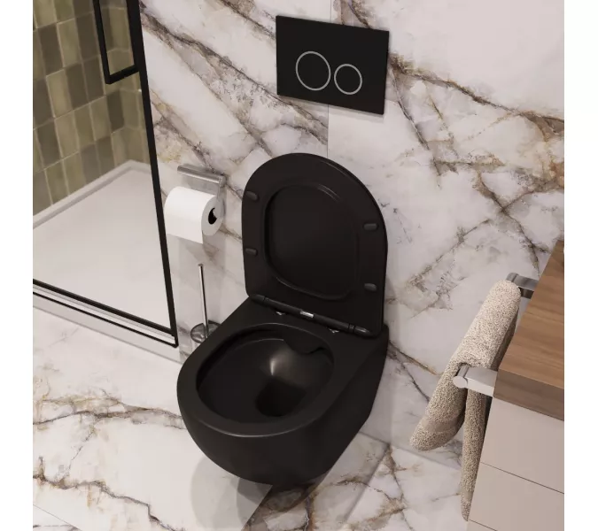 Унитаз Ceruttispa SELLA Aria MB CT9160 подвесной безободковый черный матовый, изображение 3