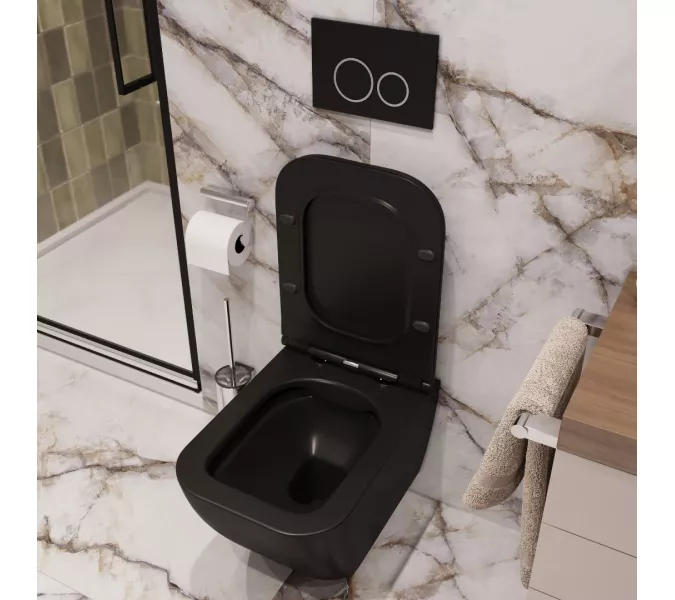 УнитазCeruttispa  MIMI Aria MB CT8920 подвесной безободковый черный матовый, изображение 3