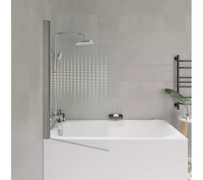 Шторка на ванну F04 PARLY, Цвет стекла: с рисунком, Цвет профиля: Хром, Выбрать размер: 75, изображение 2