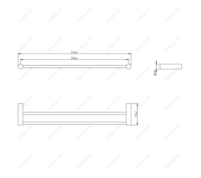 Двойная штанга для полотенец MELANA сатин хром MLN-865002, изображение 2