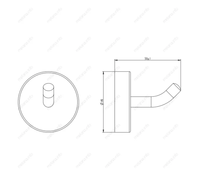 Крючок одинарный MELANA сатин хром MLN-866008, изображение 2