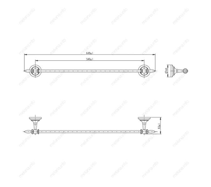 Штанга для полотенец MELANA хром+золото MLN-820001, изображение 2