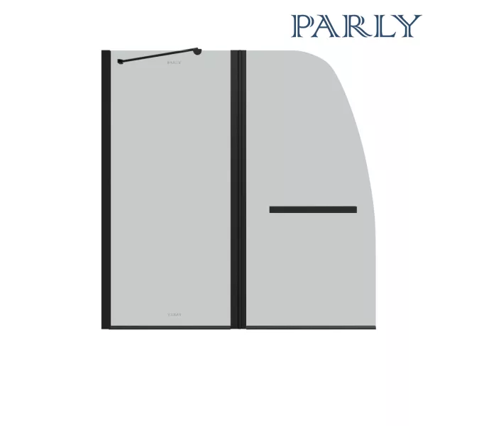 Шторка  на ванну F03B PARLY распашная, Цвет стекла: прозрачное, Цвет профиля: Черный, Выбрать размер: 120, изображение 4