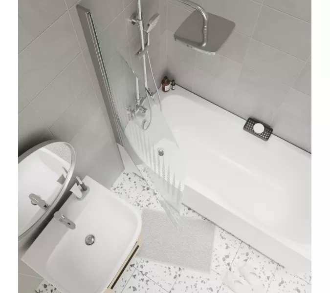 Шторка на ванну F04 PARLY, Цвет стекла: с рисунком, Цвет профиля: Хром, Выбрать размер: 75, изображение 3