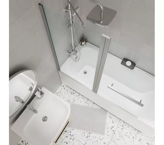 Шторка на ванну  F03 PARLY, Цвет стекла: прозрачное, Цвет профиля: Хром, Выбрать размер: 120, изображение 3