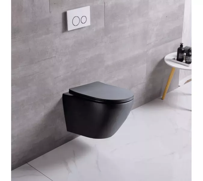 Унитаз Ceruttispa SELLA Aria MB CT9160 подвесной безободковый черный матовый, изображение 4