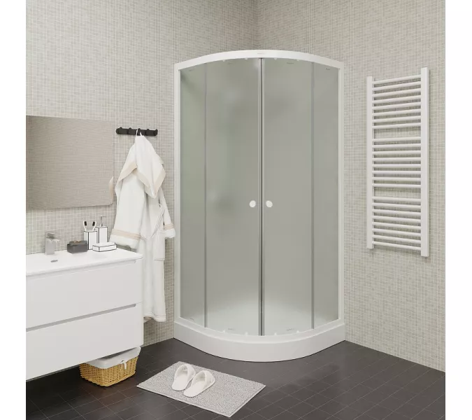 Душевой  уголок ZF81  PARLY с поддоном, Цвет стекла: матовое, Высота поддона: Низкий, Цвет профиля: Белый, Выбрать размер: 80х80