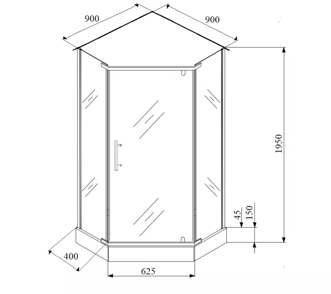 Душевой  уголок ZPE911BE  PARLY с поддоном, Цвет стекла: прозрачное, Цвет профиля: Черный, Выбрать размер: 90х90, изображение 4