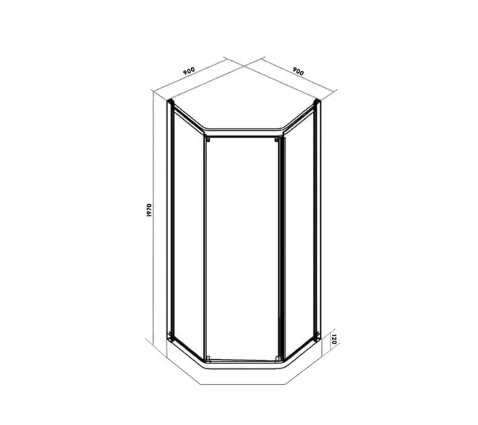 Душевой  уголок ZEP91B  PARLY 90х90 с поддоном, Цвет стекла: прозрачное, Цвет профиля: Черный, Выбрать размер: 90х90, изображение 3