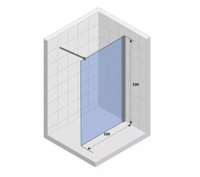 Душевая перегородка T100 PARLY, Цвет стекла: прозрачное, Цвет профиля: Хром, Выбрать размер: 100, изображение 3