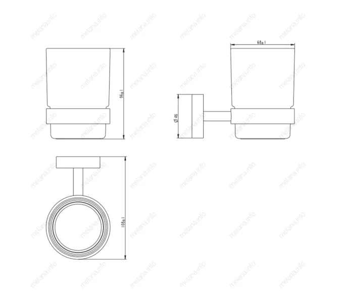 Стакан подвесной MELANA сатин хром MLN-867010, изображение 2