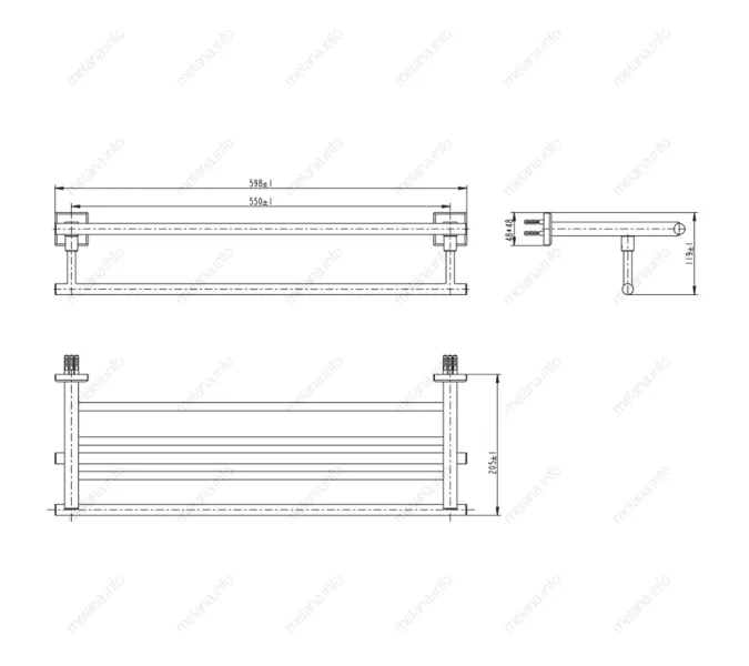 Полка для полотенец MELANA сатин хром MLN-862003, изображение 2