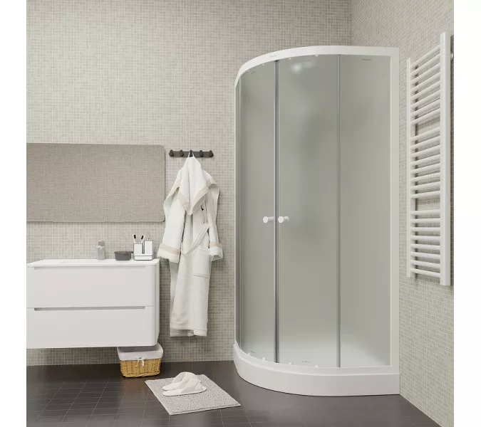 Душевой  уголок ZF81  PARLY с поддоном, Цвет стекла: матовое, Высота поддона: Низкий, Цвет профиля: Белый, Выбрать размер: 80х80, изображение 3
