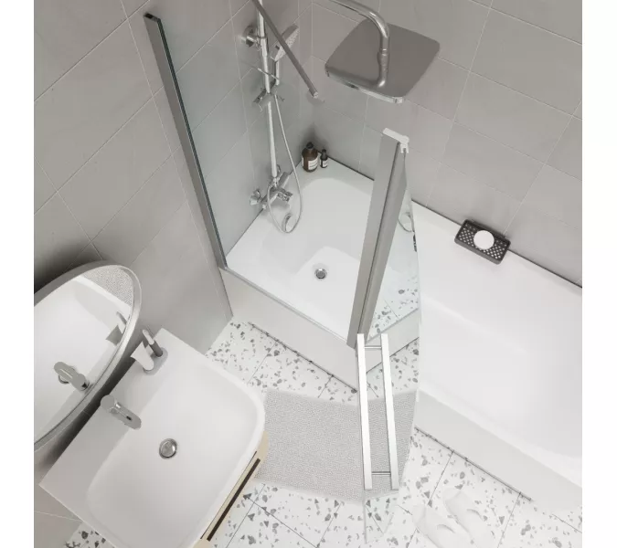 Шторка на ванну  F03 PARLY, Цвет стекла: прозрачное, Цвет профиля: Хром, Выбрать размер: 120, изображение 4