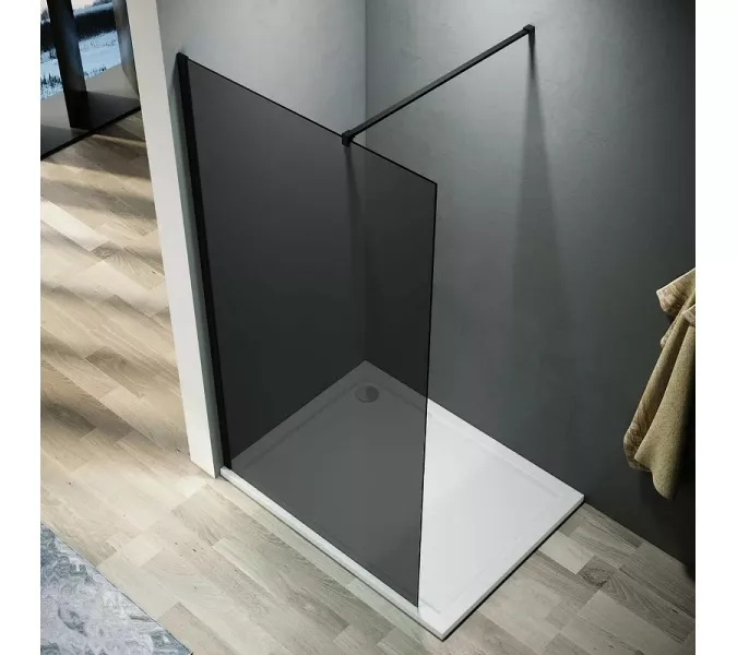 Душевая перегородка PARLY  T100G, Цвет стекла: тонированное, Цвет профиля: Черный, Выбрать размер: 100, изображение 2