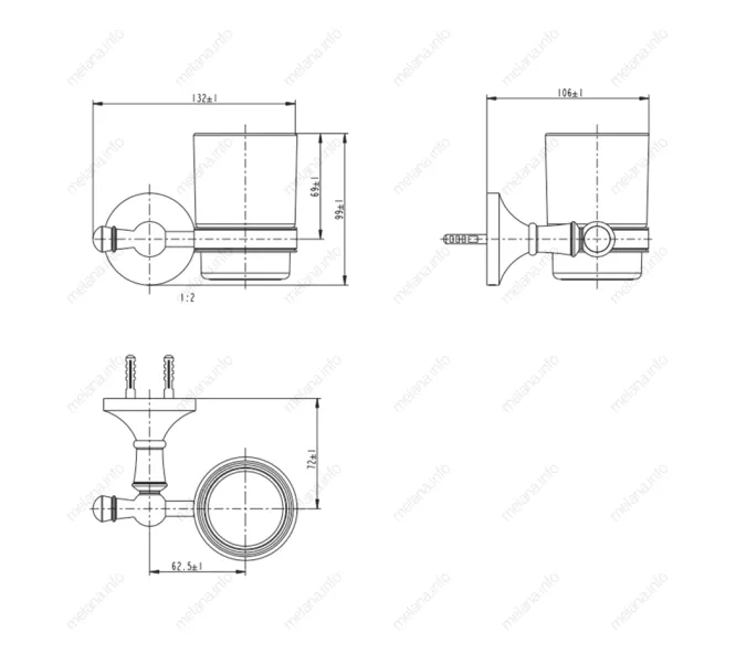 Стакан подвесной MELANA золото MLN-821010, изображение 2