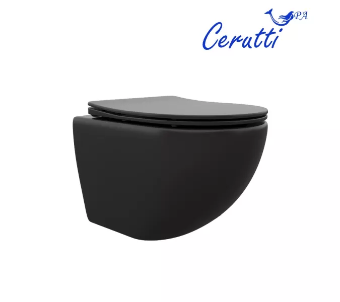 Унитаз Ceruttispa SELLA Aria MB CT9160 подвесной безободковый черный матовый, изображение 6