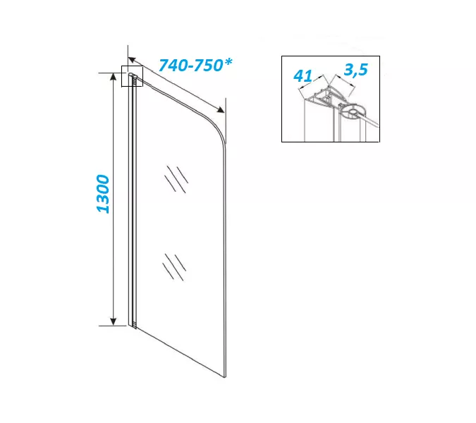 Шторка на ванну F04B  PARLY  распашная, Цвет стекла: прозрачное, Цвет профиля: Черный, Выбрать размер: 75, изображение 6