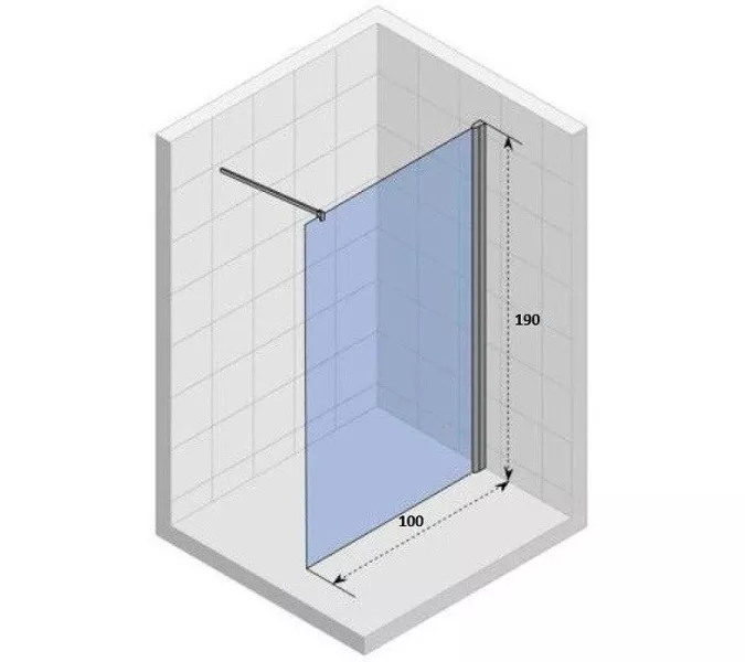 Душевая перегородка PARLY  T100G, Цвет стекла: тонированное, Цвет профиля: Черный, Выбрать размер: 100, изображение 5