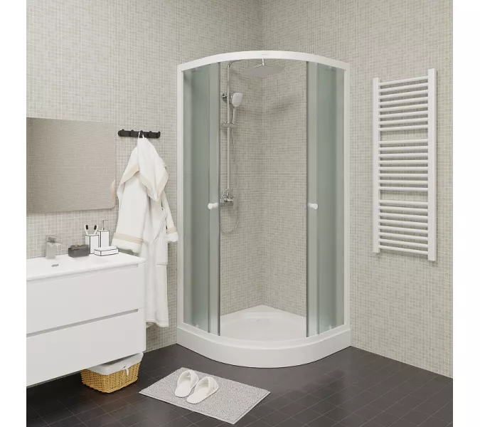 Душевой  уголок ZF81  PARLY с поддоном, Цвет стекла: матовое, Высота поддона: Низкий, Цвет профиля: Белый, Выбрать размер: 80х80, изображение 2