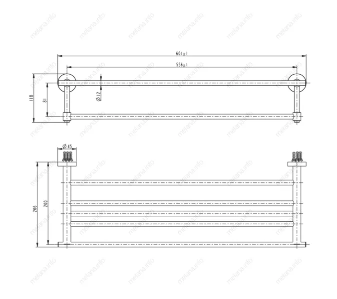 Полка для полотенец MELANA сатин хром MLN-861003, изображение 2