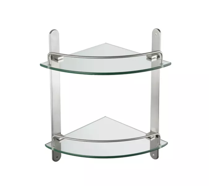 Полка стеклянная двойная MELANA AISI 304 сатин MLN-SY3005