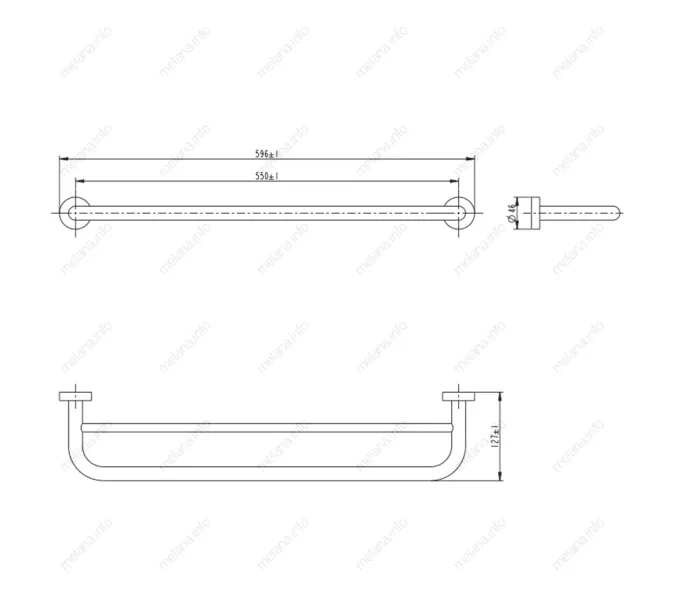 Двойная штанга для полотенец MELANA сатин хром MLN-866002, изображение 2